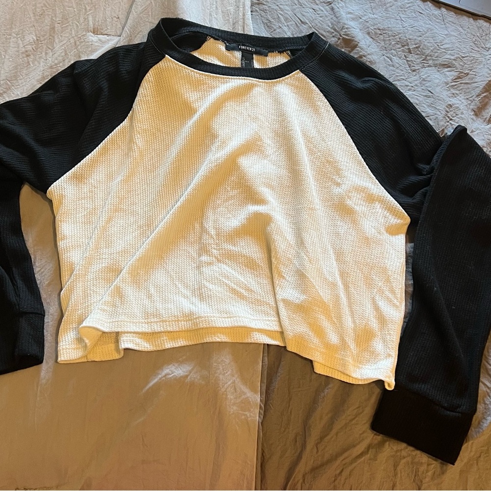 Forever 21 Black and White Crop Top